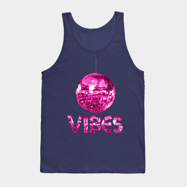 Seventies Pink Discoball Vibes Tank Top by Art by Deborah Camp